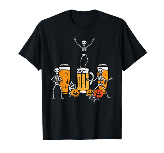 Halloween Team Skeletons Dancing Funny Costume Party Dad Men T-Shirt