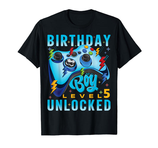 Level 5 Unlocked Birthday Boy Video Gamer 5th Birthday Boy T-Shirt