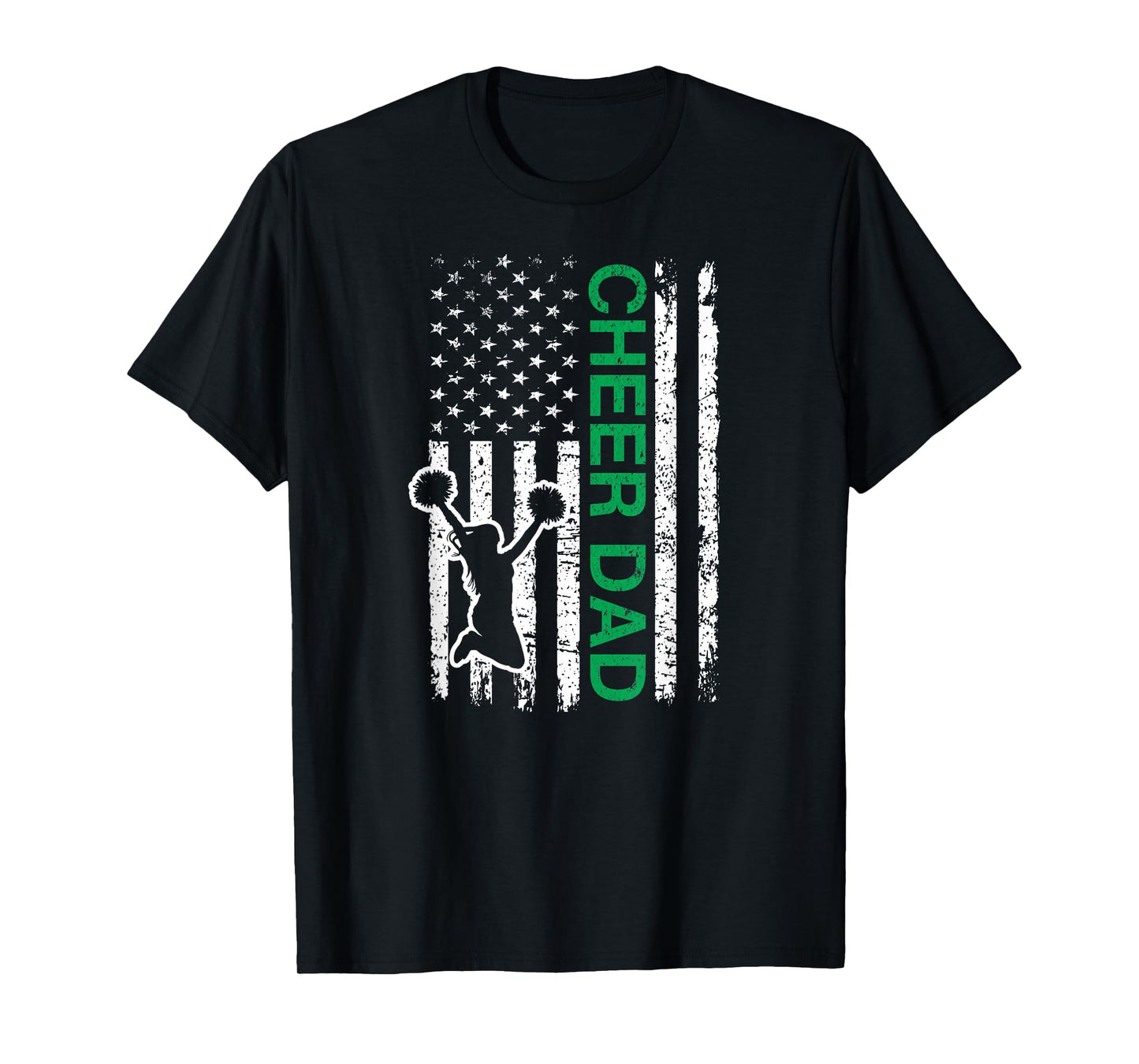 Cheer Dad Flag Green Cheerleading T-Shirt