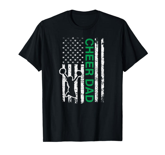 Cheer Dad Flag Green Cheerleading T-Shirt