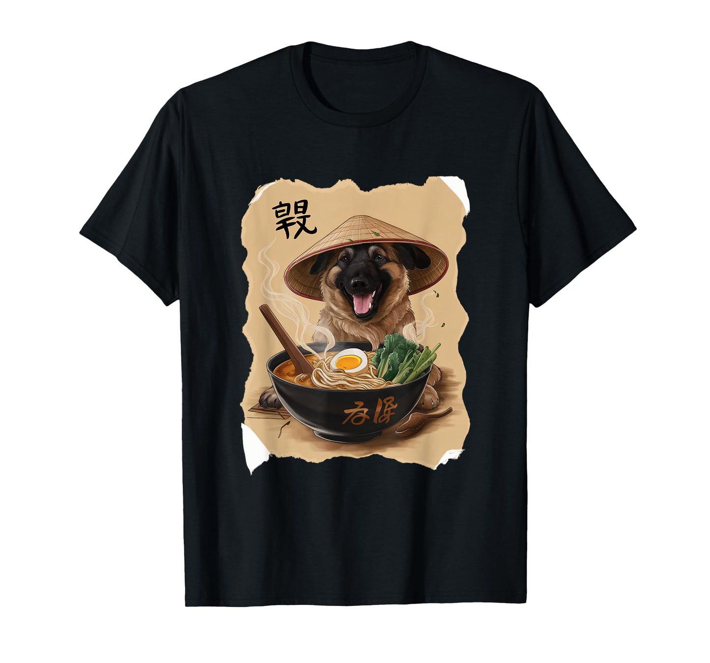 Men Woman Kawaii Eating Ramen Japanese Belgian Malinois T-Shirt