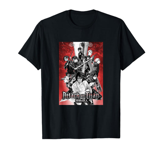Attack on Titan Season 4 Red Sky Group Poster AOT Anime T-Shirt