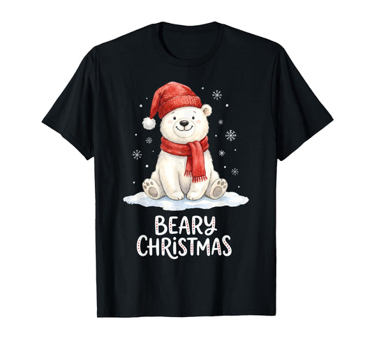Cute Beary Christmas Polar Watercolor Xmas Holiday T-Shirt