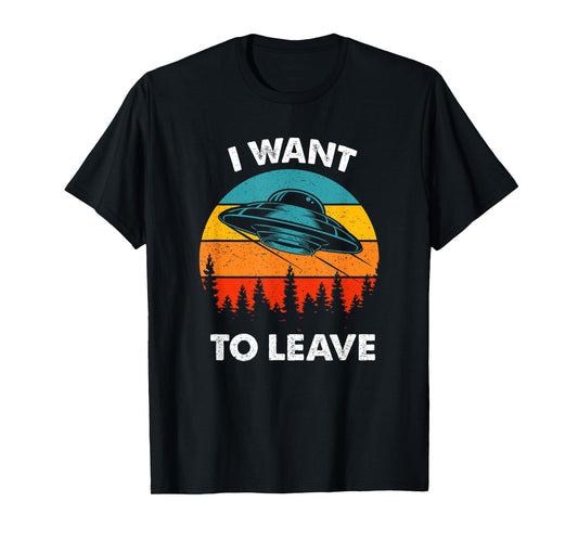 Funny Alien I want to leave Retro Vintage Style T-Shirt