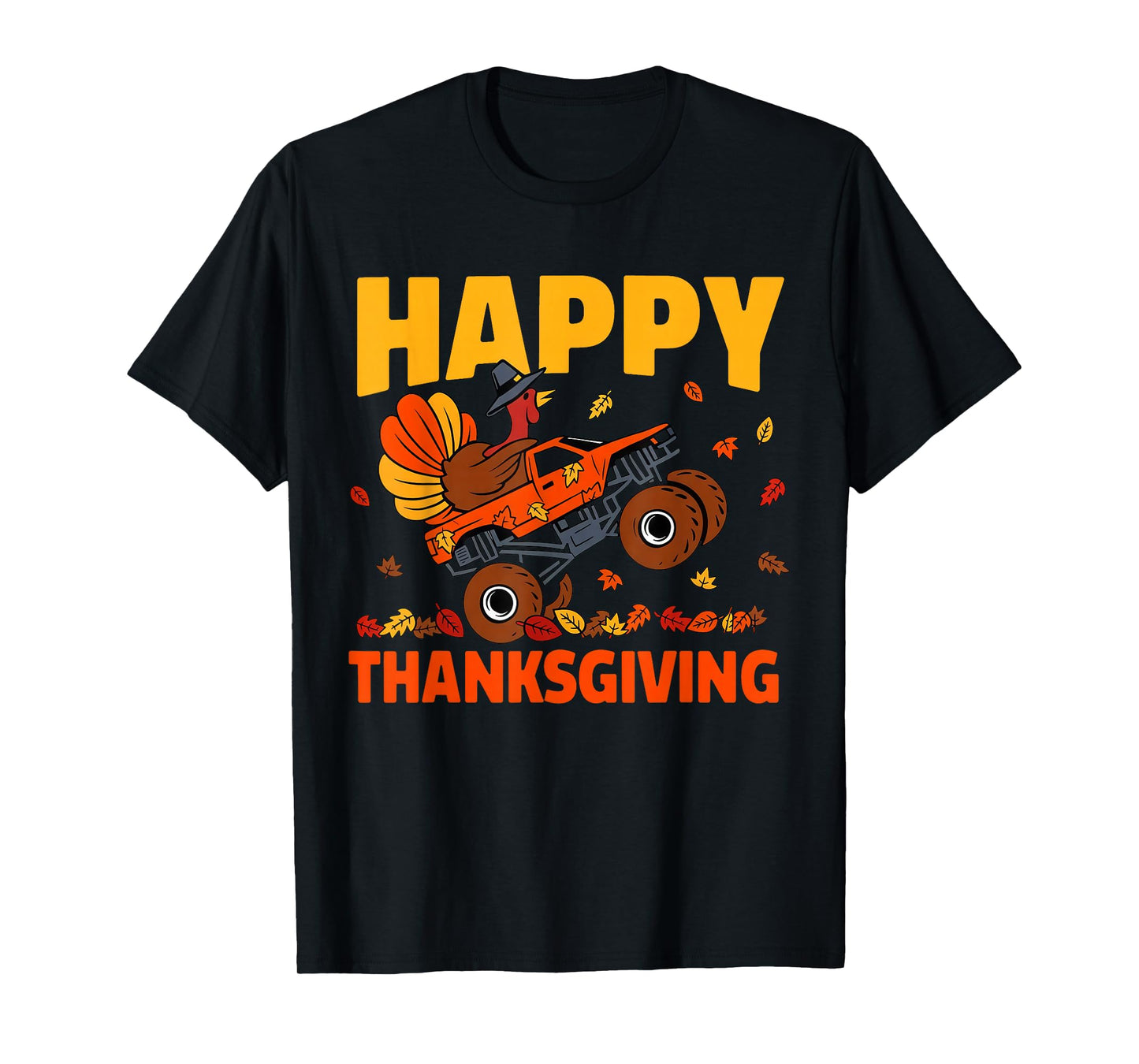 Funny Thanksgiving Monster Truck Turkey Ride Fall Holiday T-Shirt