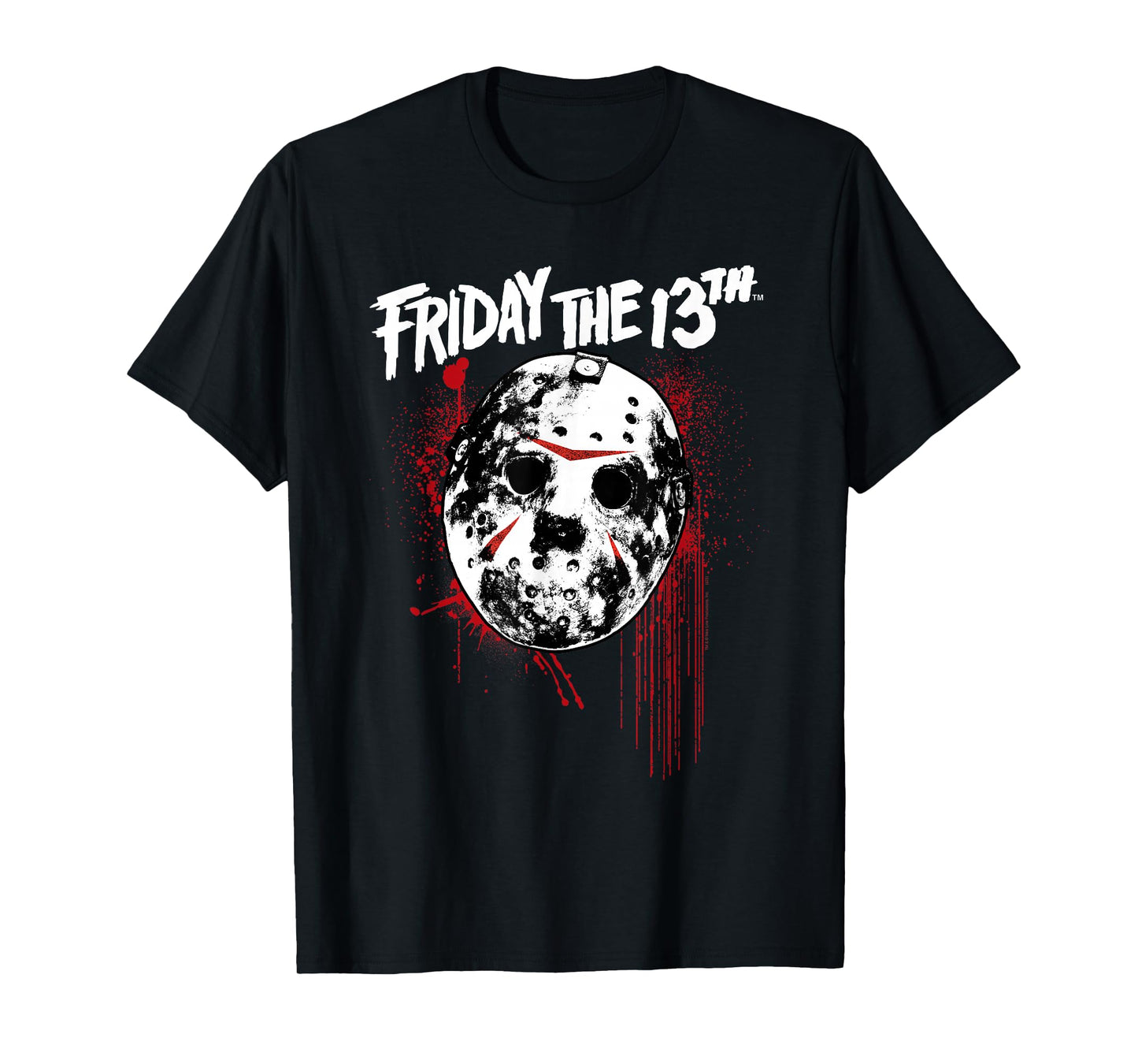 Friday The 13th Jason Mask with Blood Splatter Horror Movie T-Shirt