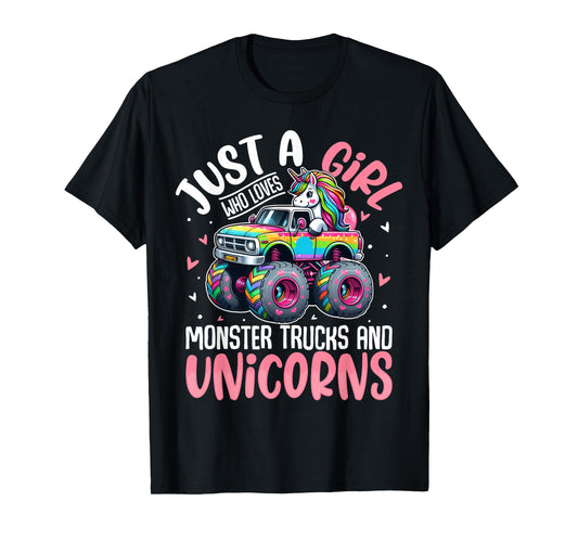 Just a Girl Who Loves Monster Trucks And Unicorns Toddler T-Shirt