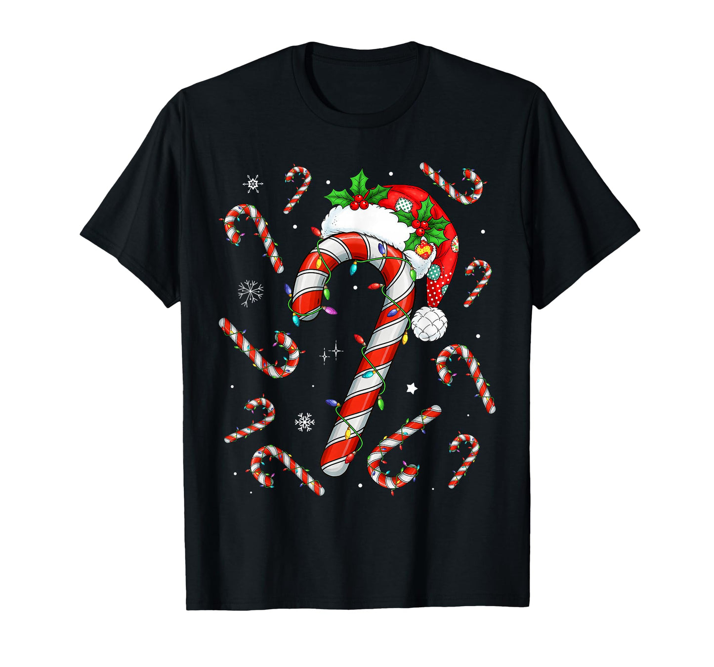 Christmas Candy Cane Santa Xmas Kids Toddler Youth Women Men T-Shirt
