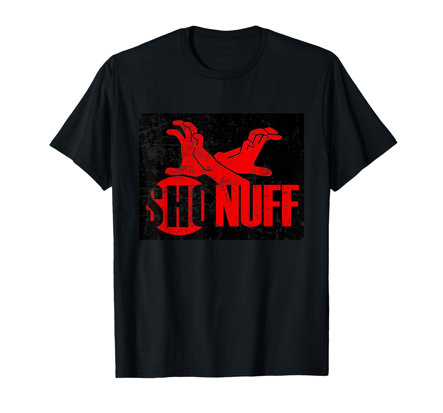 Sho Nuff Shirt Red and Black Distressed Hands Tee T-Shirt