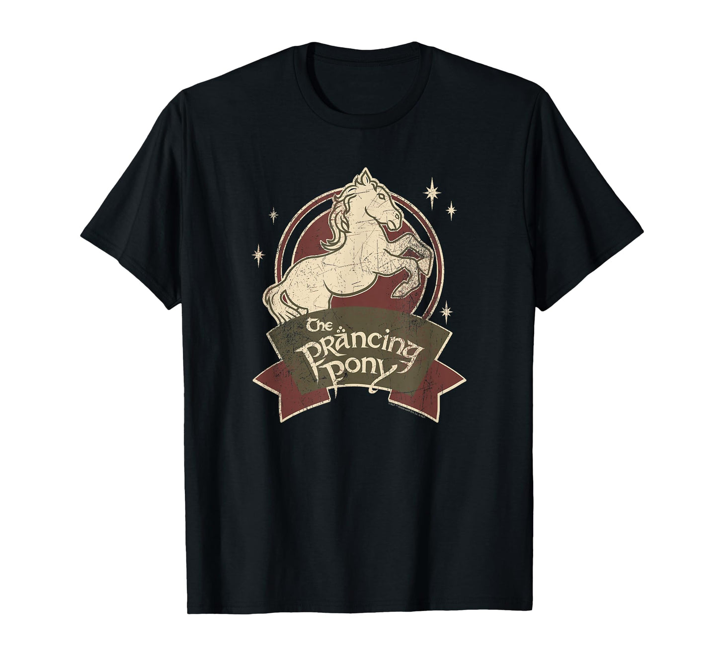 The Lord Of The Rings Unisex-Adults T-Shirt, Black, Small, Short Sleeve, Regular Fit, Modern, The Prancing Pony Bree Logo