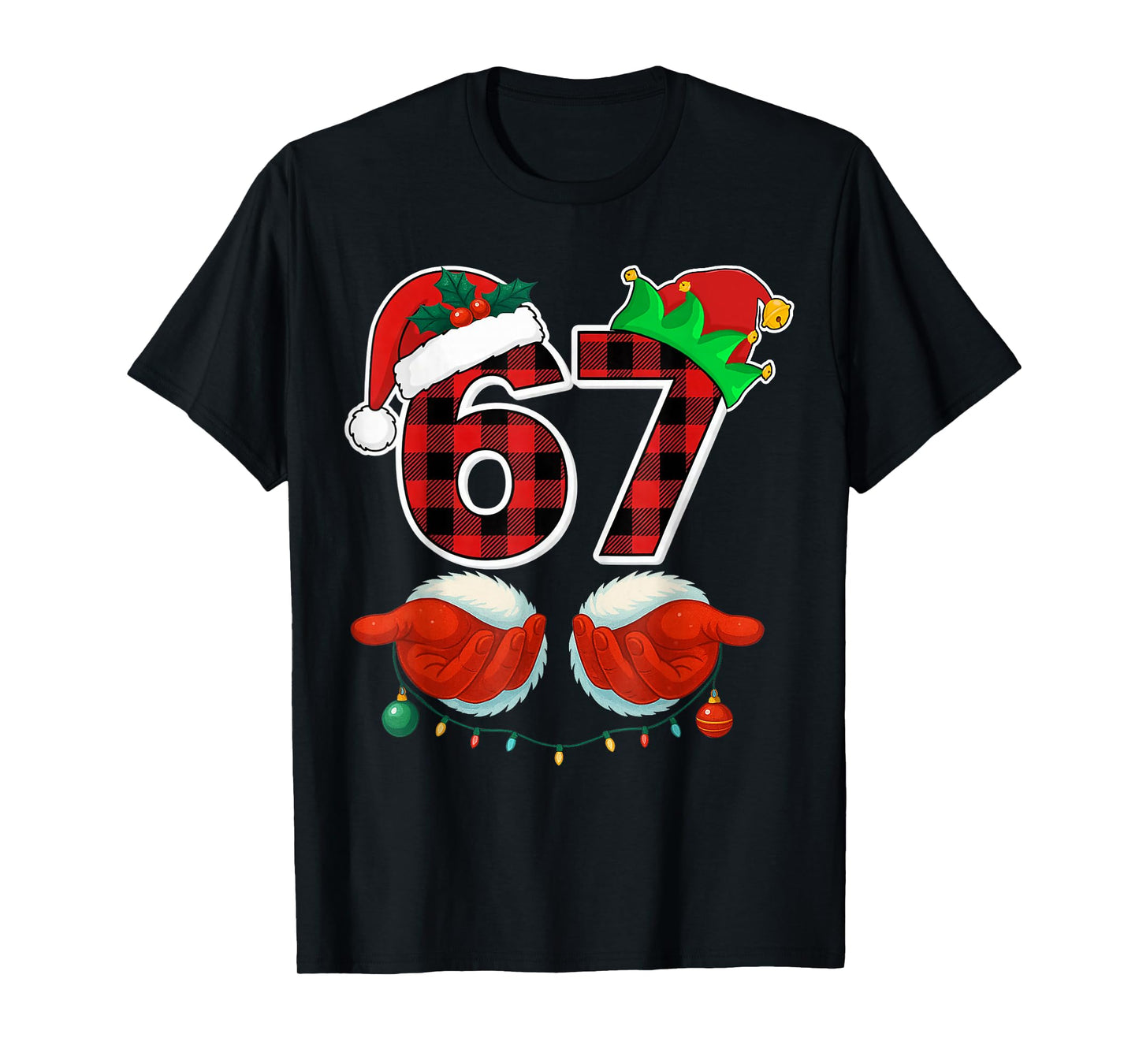 67 Meme Funny Christmas Red Plaid Xmas Pajamas Slang Kids T-Shirt
