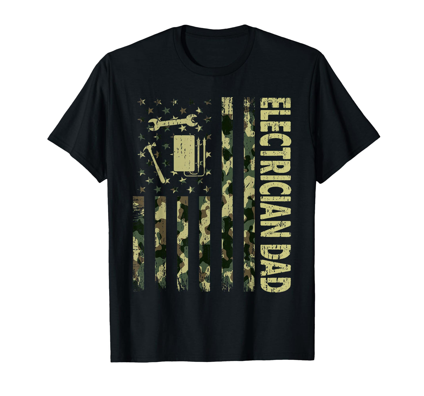 USA Flag Camouflage Electrician Dad Patriotic Father's Day T-Shirt