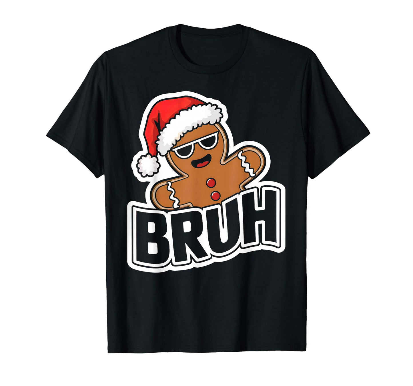 Bruh Funny Christmas Gingerbread Man Teens Boys Kids T-Shirt