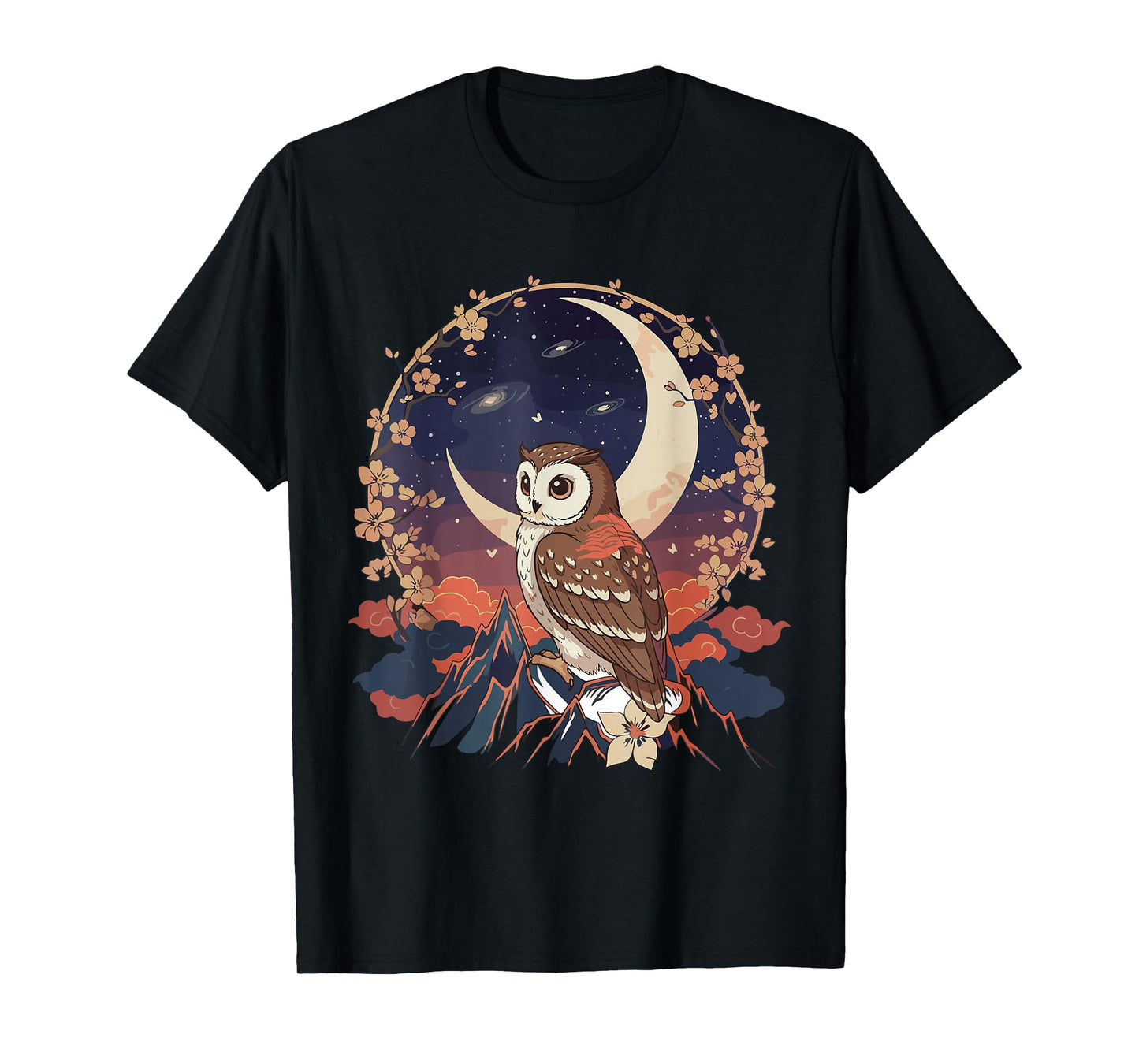 Kawaii Owl Moon Japanese Anime T Shirts Men Women Kids T-Shirt