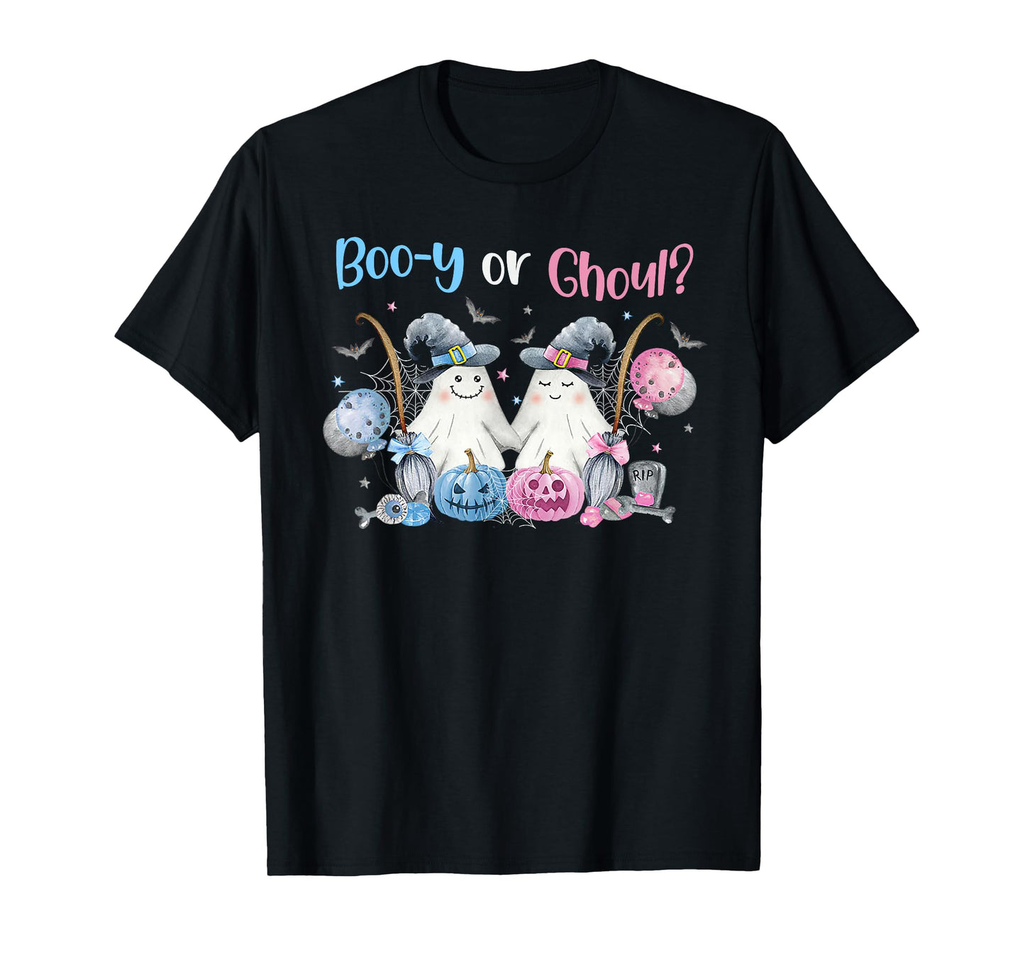 Cute Spooky Witch Ghost Boo-y or Ghoul Gender Reveal T-Shirt