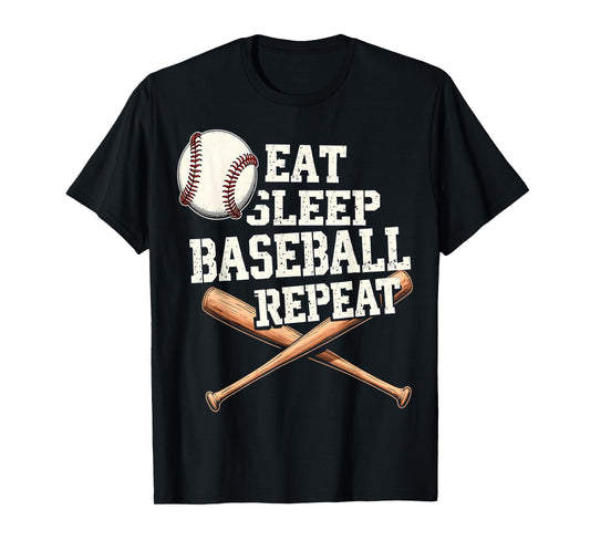 Eat Sleep Baseball Repeat Funny T-Shirt