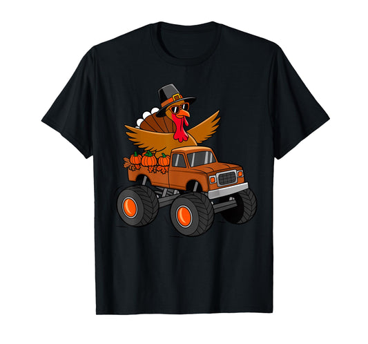 Thanksgiving Turkey Riding Monster Truck T-Shirt
