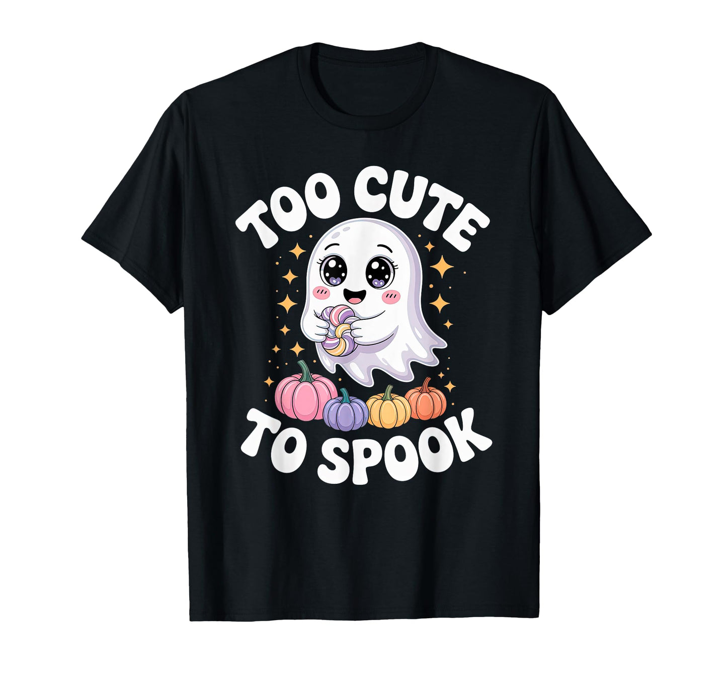 Too Cute to Spook Kawaii Halloween Pastel Ghost Design T-Shirt