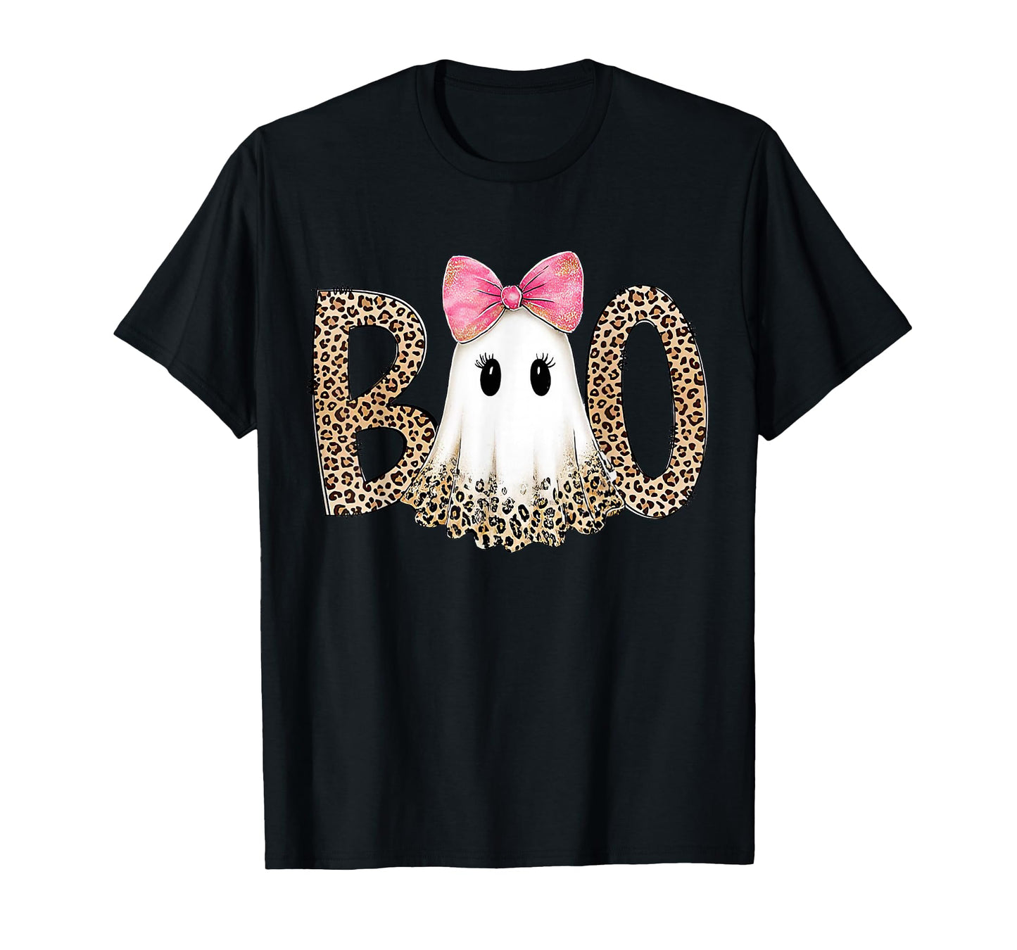 Preppy Leopard Ghost Boo Halloween T-Shirt
