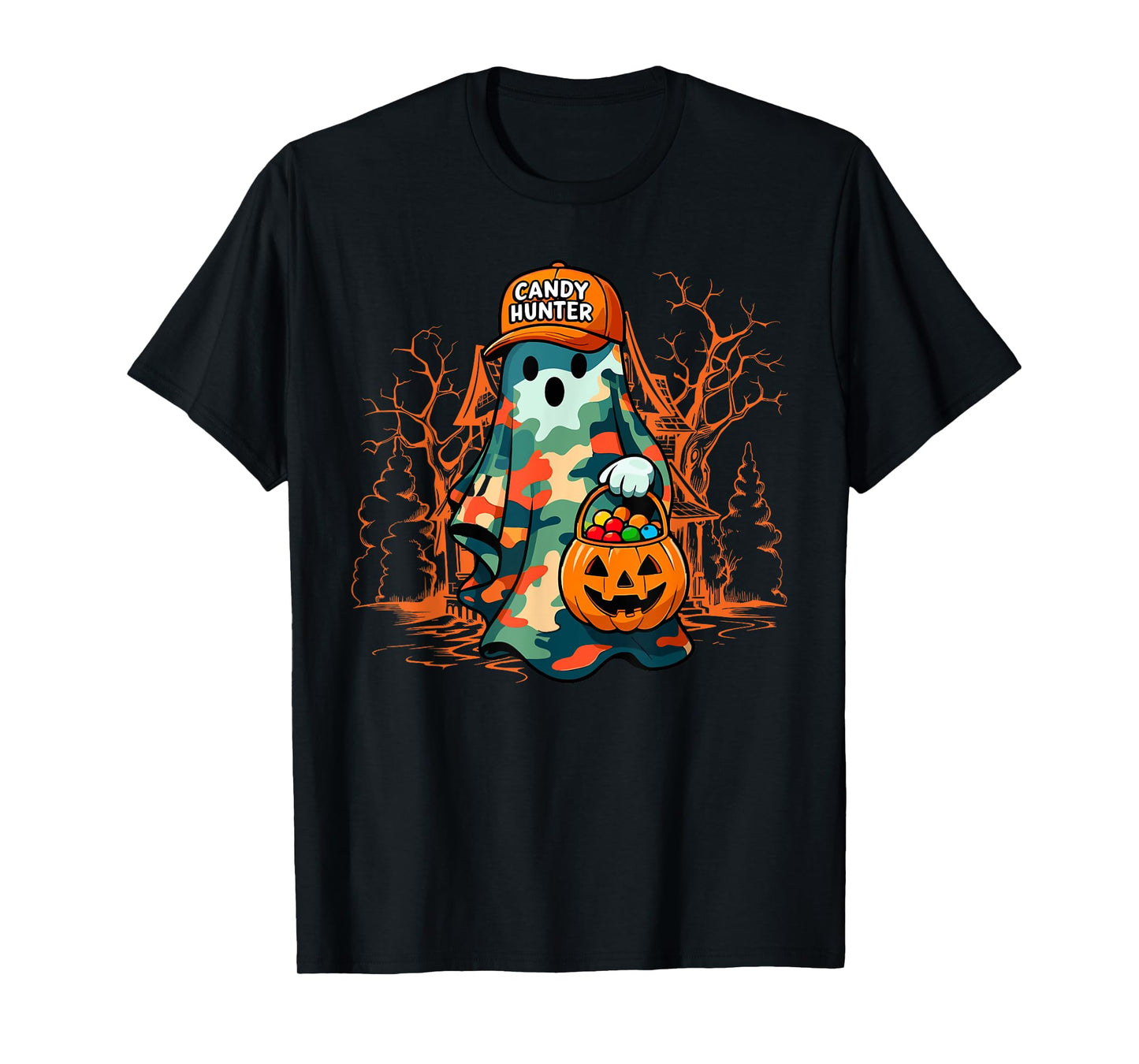 Funny Halloween Camouflage Camo Ghost Hello Hunting Season T-Shirt