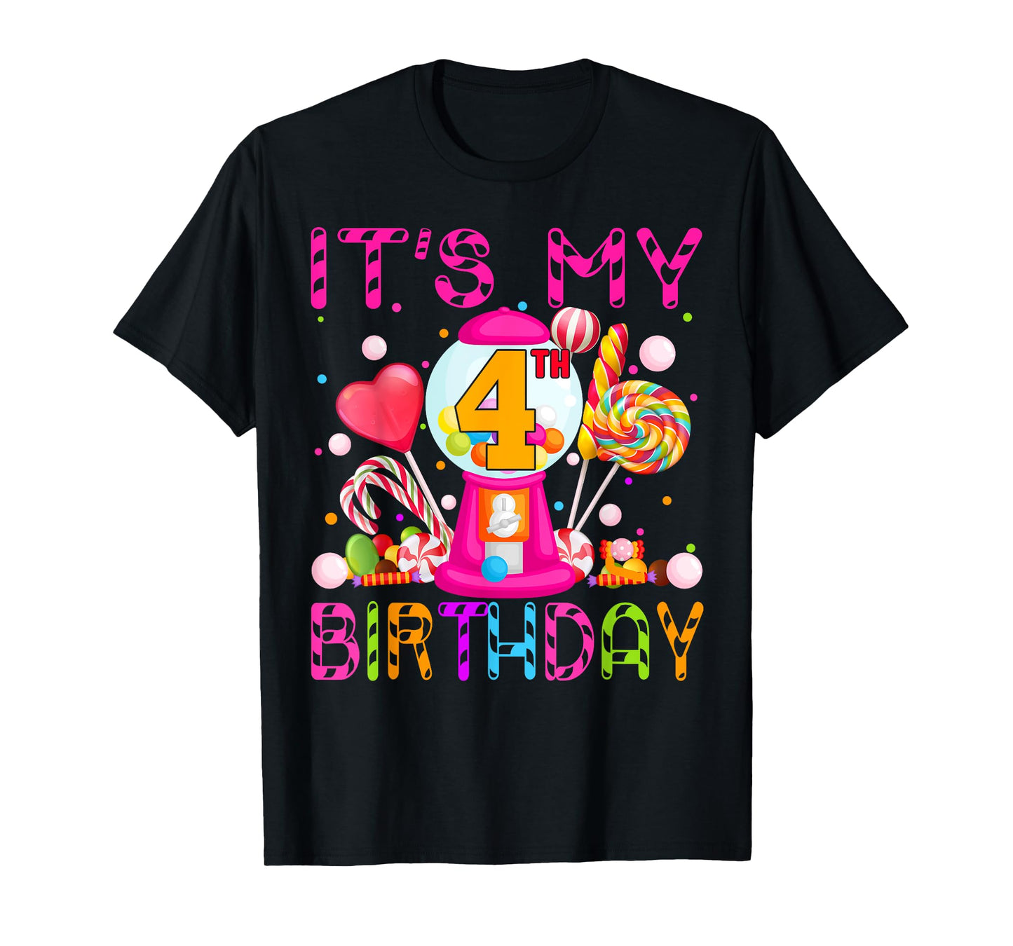 Its My 4th Birthday Candy Candyland Birthday Girl 4 Year Old T-Shirt