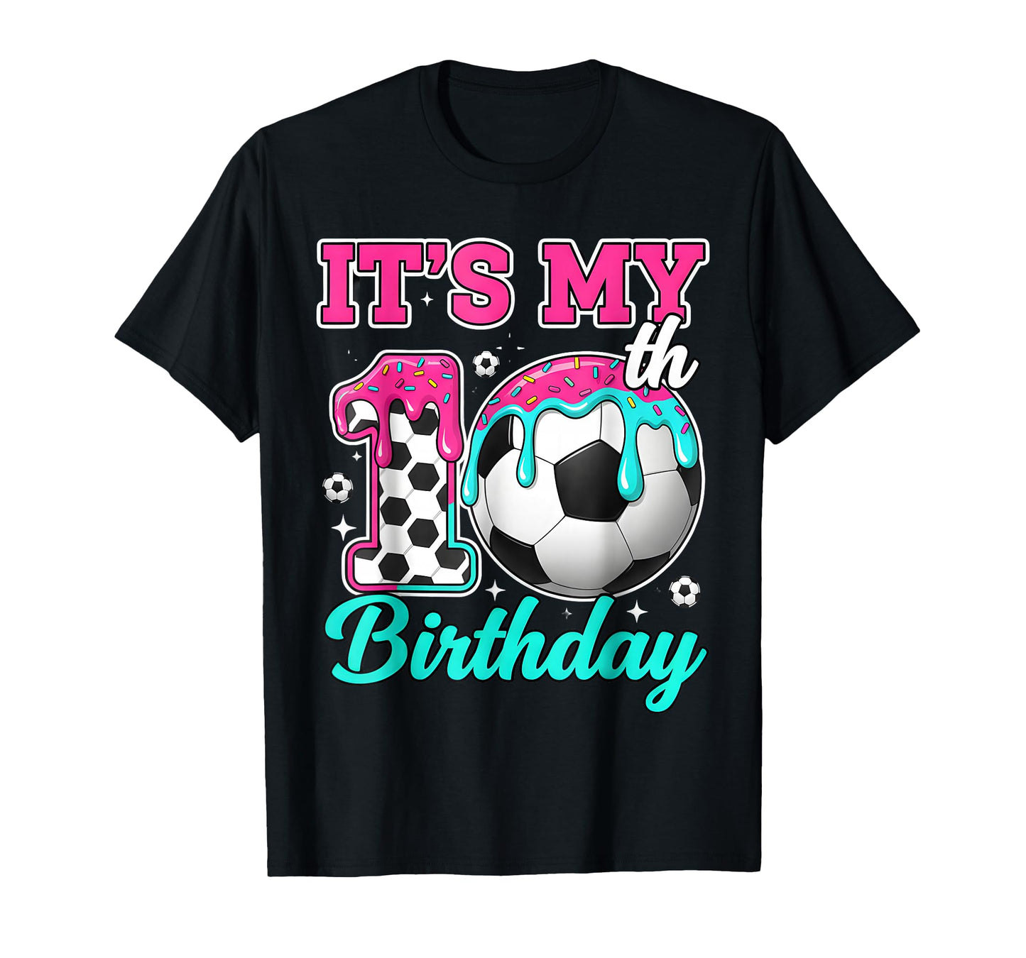 Soccer 10 Year Old Ice Cream Drip Youth 10th Birthday Boy 10 T-Shirt