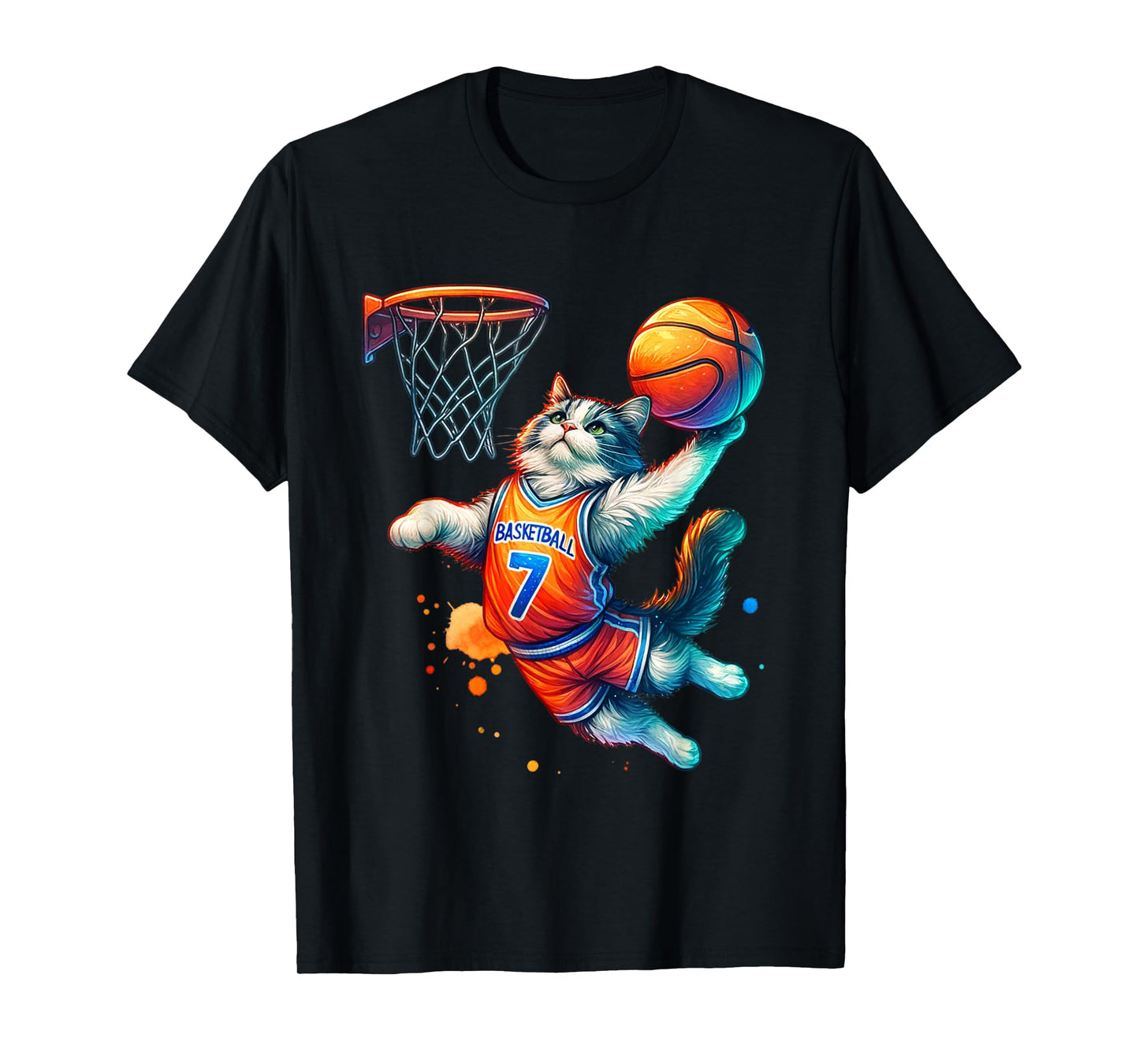 Cat Basketball Youth Player Hoop Slam Design Cat lovers T-Shirt