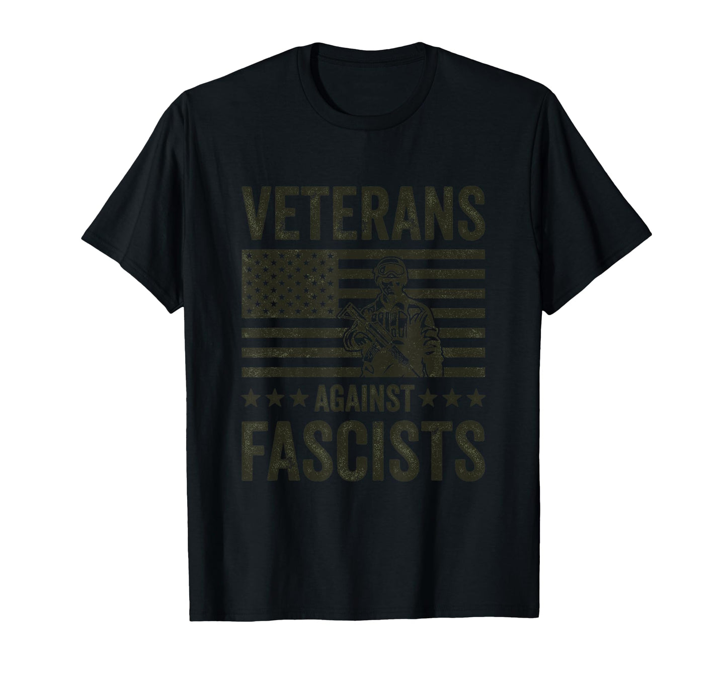 Veterans Against Fascists Vintage Patriotic Soldier US Army T-Shirt