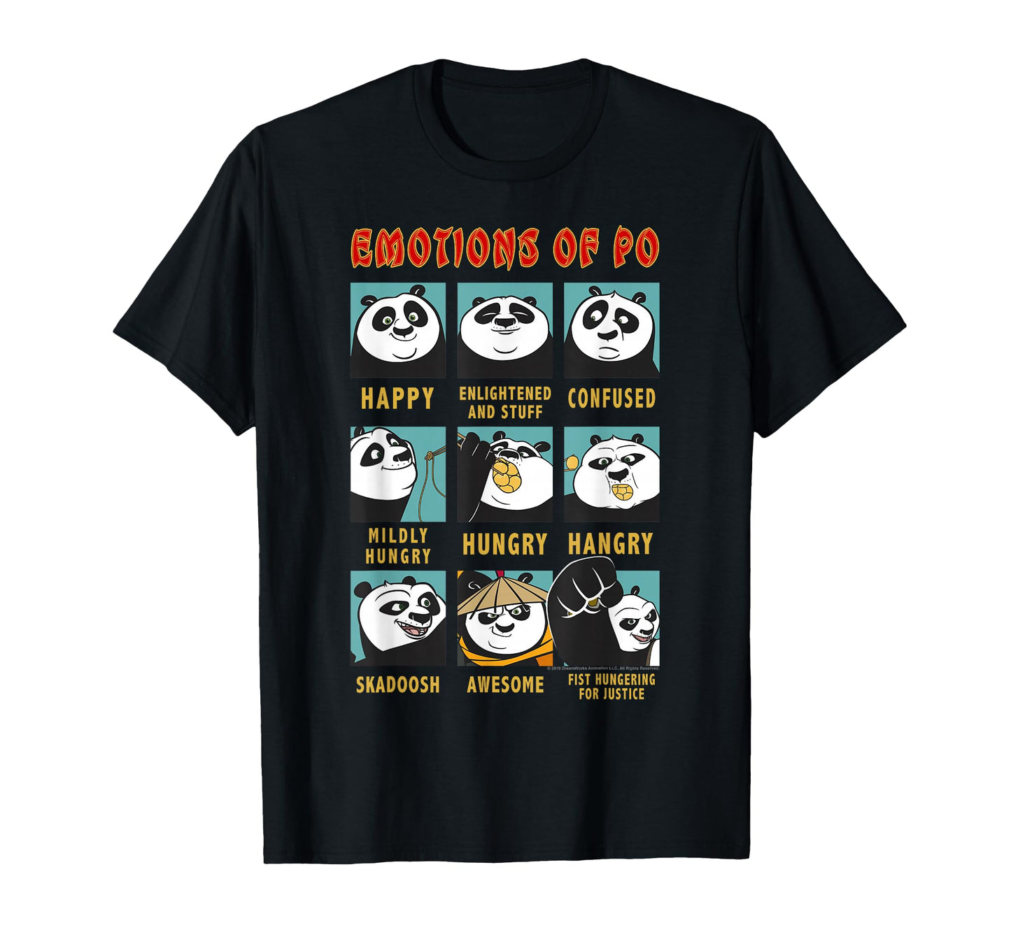 Kung Fu Panda Emotions Of Po Portrait Grid T-Shirt