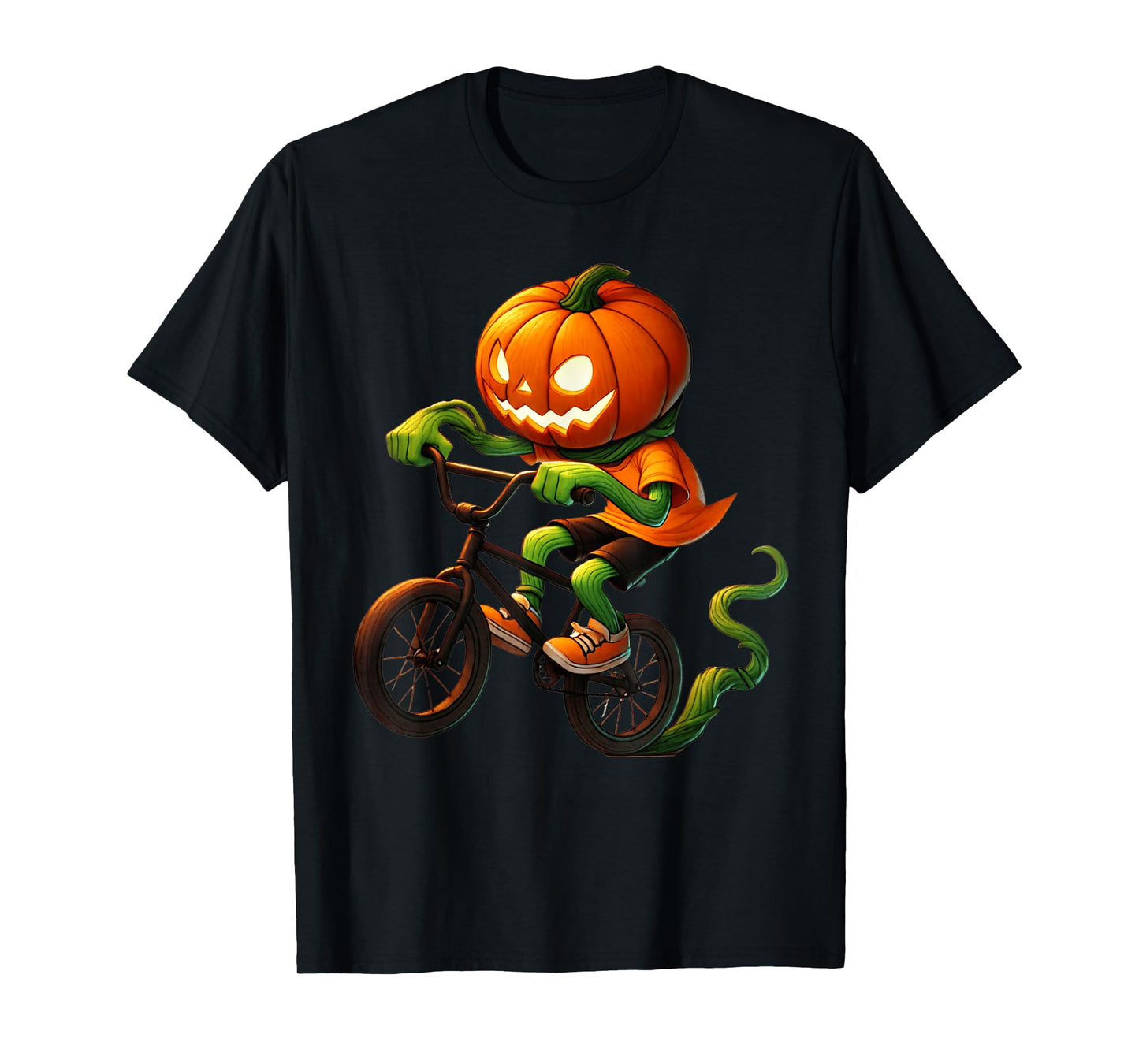 Pumpkin Face Biking Halloween Costume Biker Men Boys Kids T-Shirt