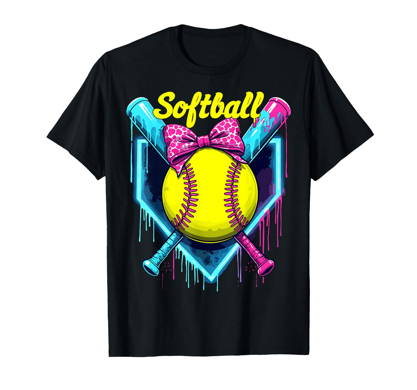 Softball Player Ice Cream Softball Drip T-Shirt