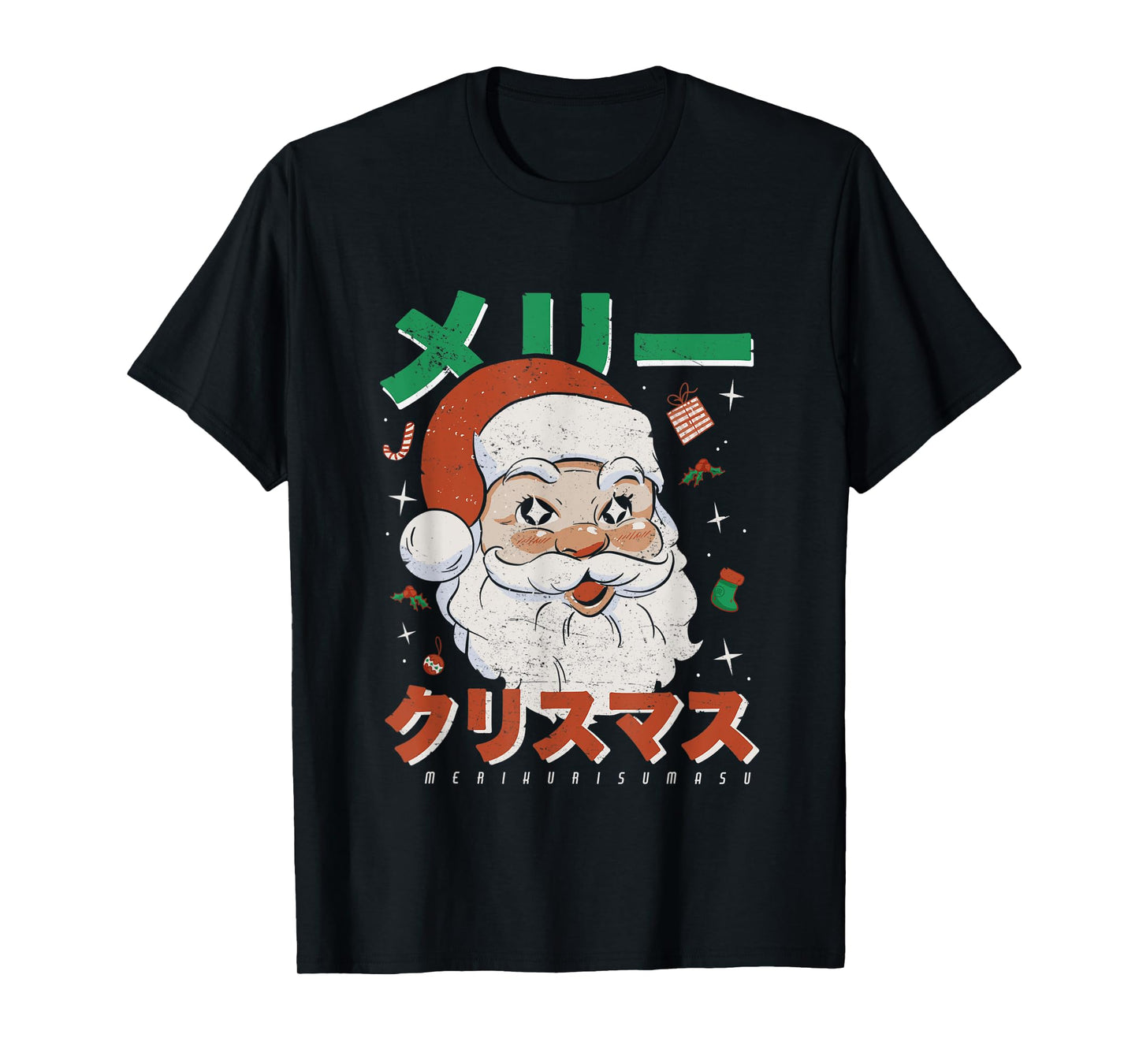 Retro Japan Otaku Japanese Vintage Santa Merry Christmas T-Shirt