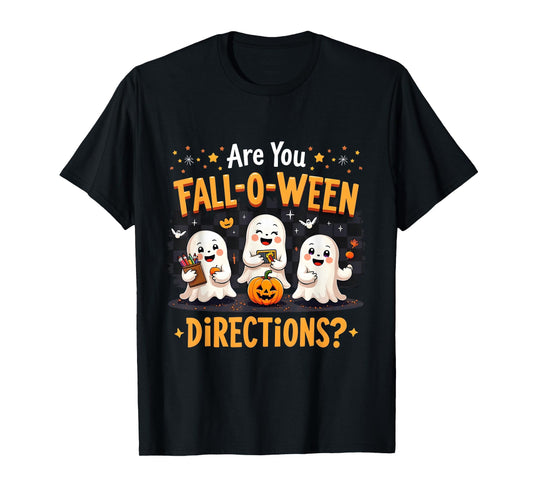Fall-O-Ween Directions Cute Ghost Teacher Halloween T-Shirt