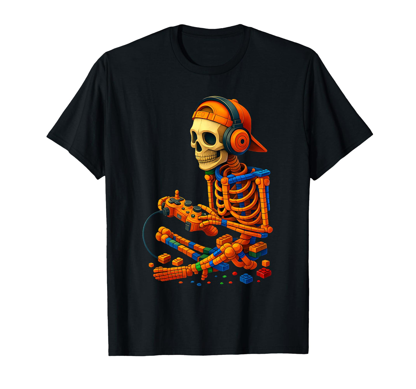Halloween Skeleton Gamer Video Gaming Master Builder Boys T-Shirt