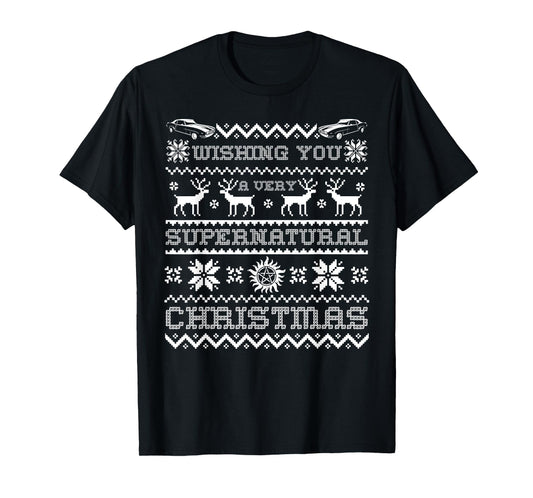 Supernatural Holiday Ugly Sweater Design T-Shirt