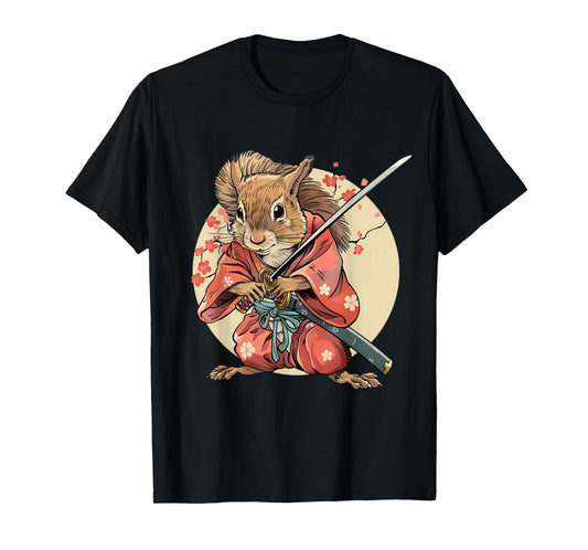 Japanese Warrior Samurai Squirrel Japanese Ninja Squirrel T-Shirt