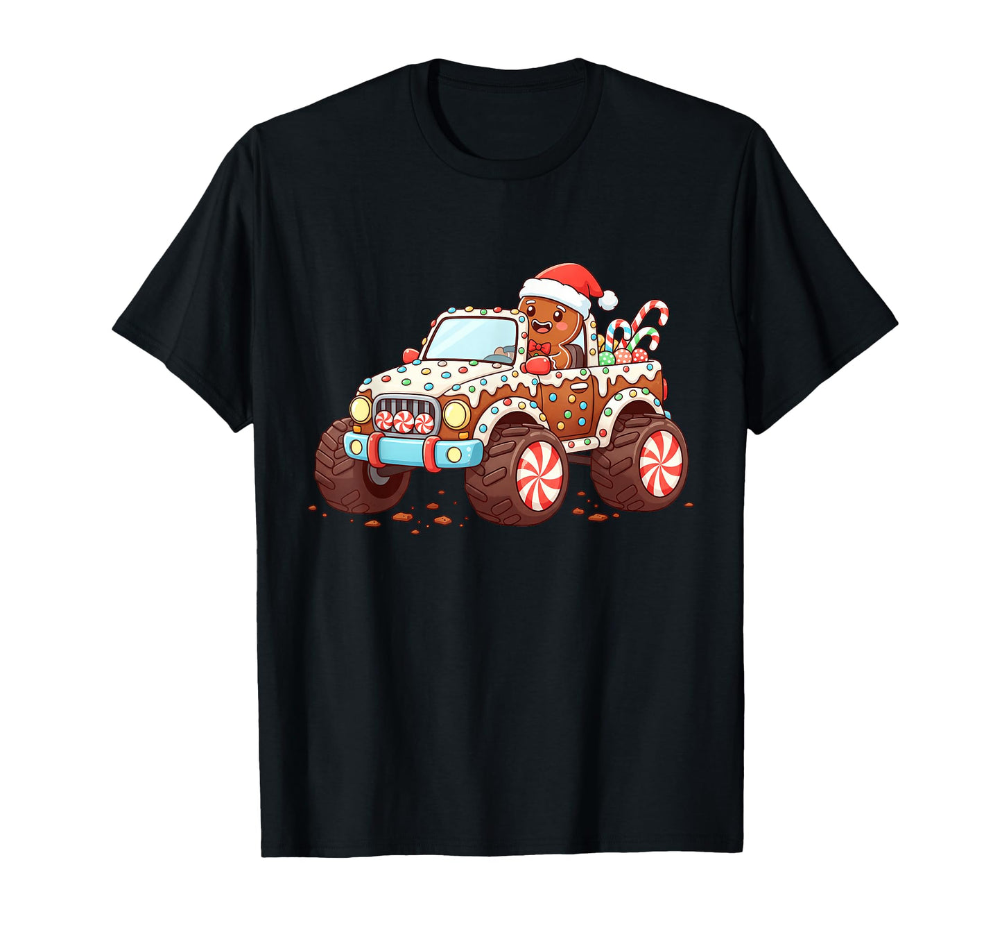 Gingerbread Xmas Candy Truck Funny Christmas Baking Kid Boys T-Shirt