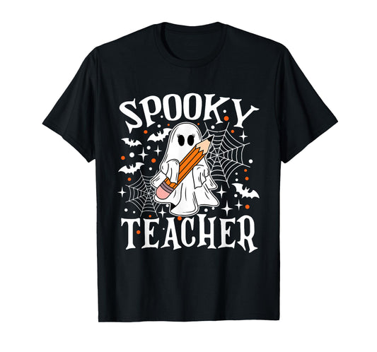 Spooky Teacher Halloween Ghost Pencil Spooky Teacher Era T-Shirt