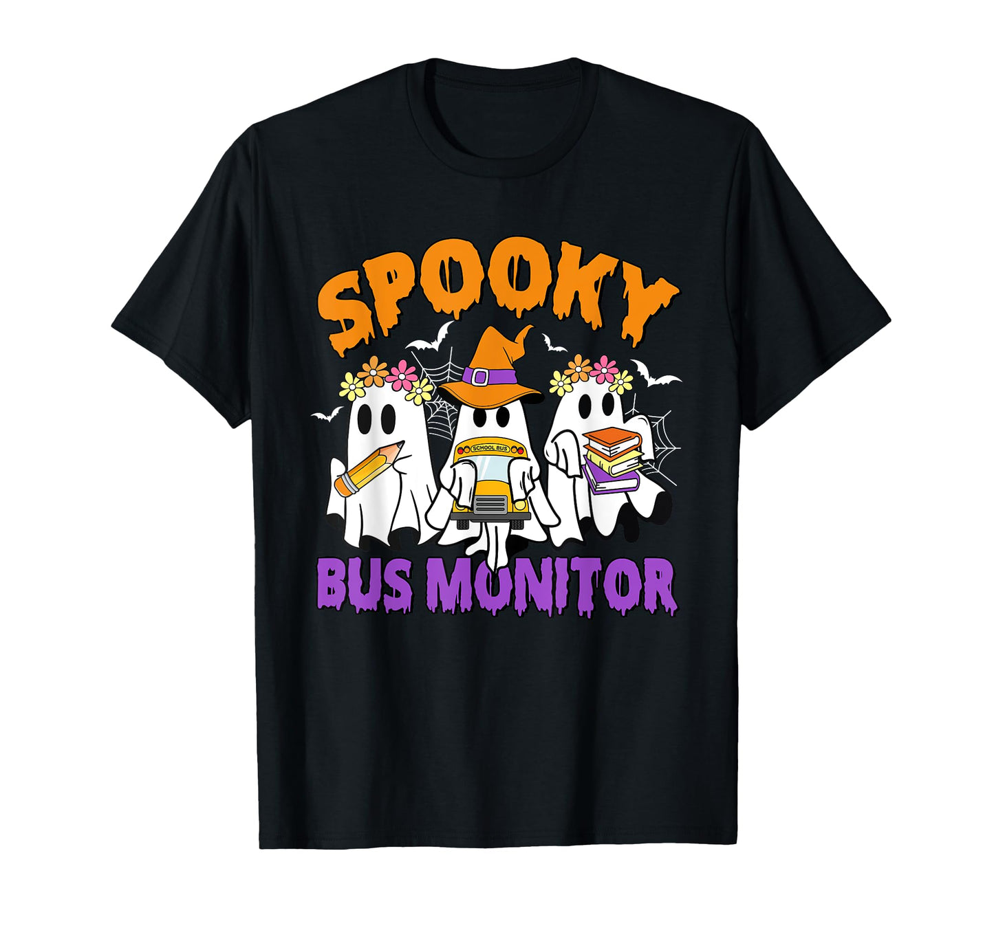 Spooky Bus Monitor Funny Ghost Halloween T-Shirt