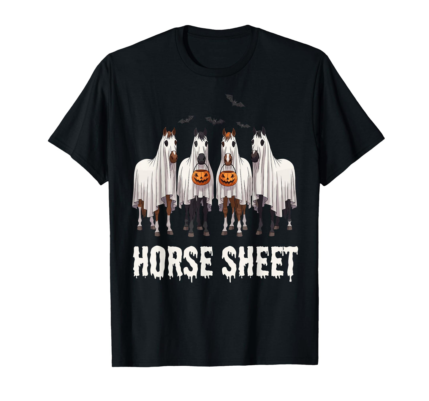 Cute Horse Sheet Ghost Halloween Costume Spooky Season T-Shirt