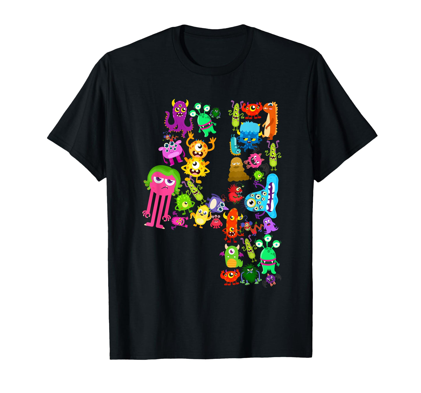 Little Monster 4 Four Years Kids 4th Birthday Party Monsters T-Shirt