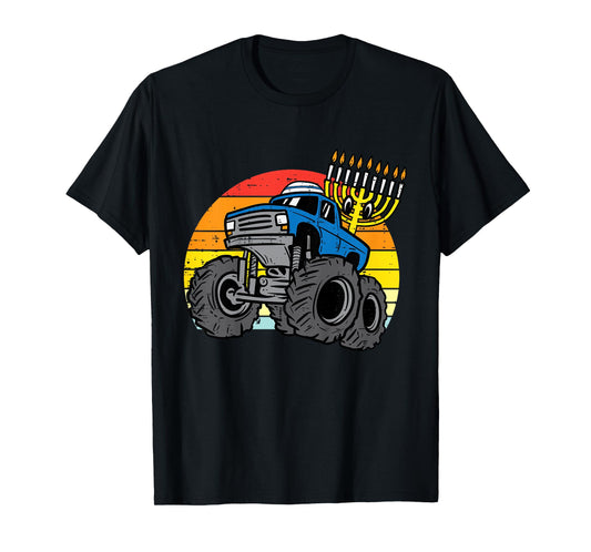 Kids Hanukkah Monster Truck Chanukah Jewish Toddler Boys Kids T-Shirt