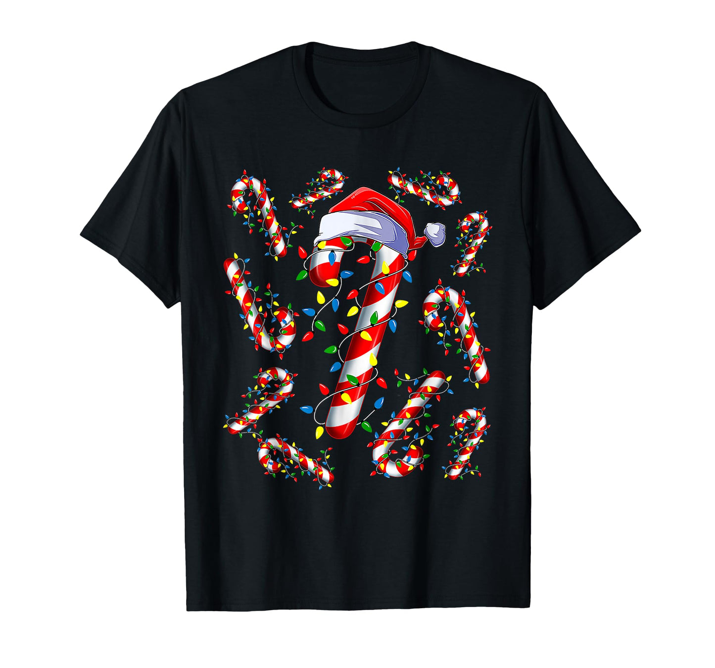 Christmas Candy Cane Santa Xmas Kids Toddler Youth Women Men T-Shirt