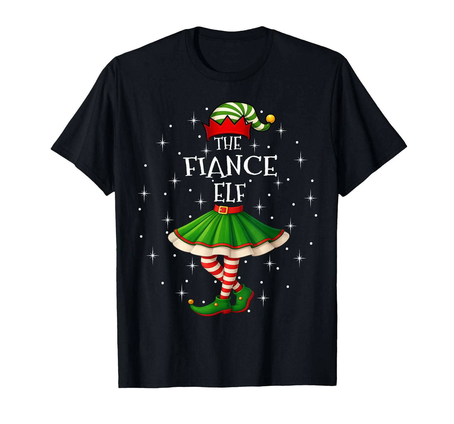 Fiance Elf Christmas Family Matching Women Girls Xmas Party T-Shirt