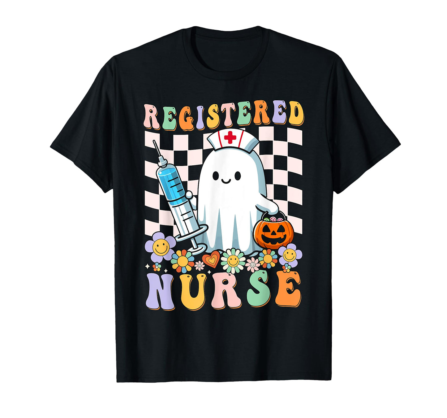 Registered Nurse Ghost RN Halloween Costume Stethoscope T-Shirt