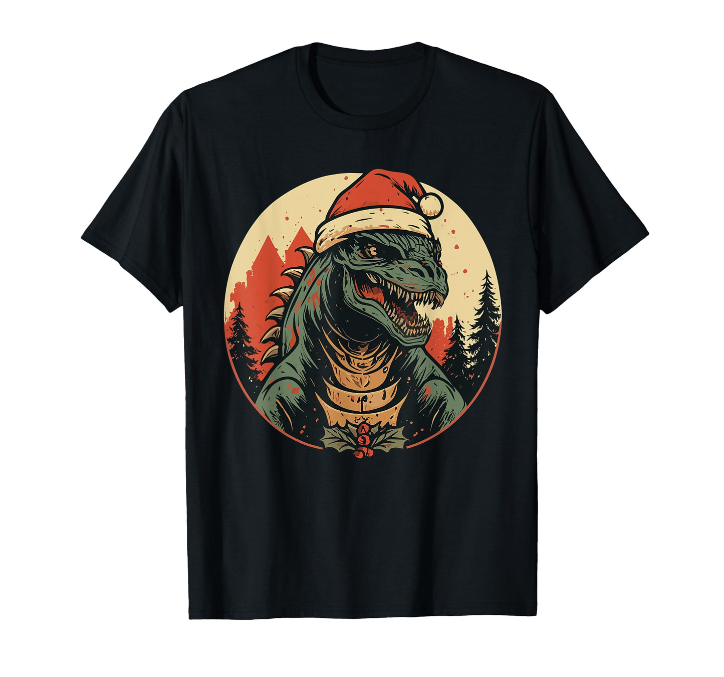 Santazilla Japanese Monster Kaiju Dinosaur Christmas T-Shirt