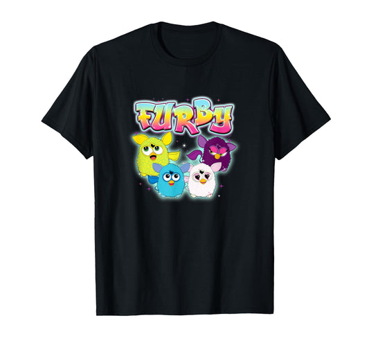 Furby Vintage Neon Rainbow Graffiti Style Group Poster T-Shirt