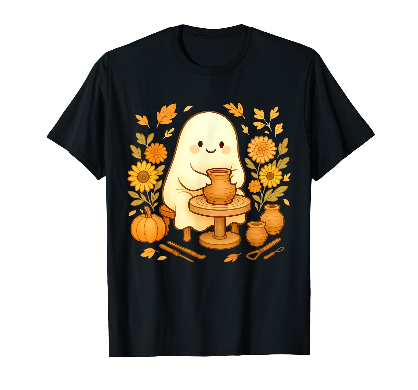Halloween Ghost Pottery Fall Ceramic Artist Pumpkins Autumn T-Shirt