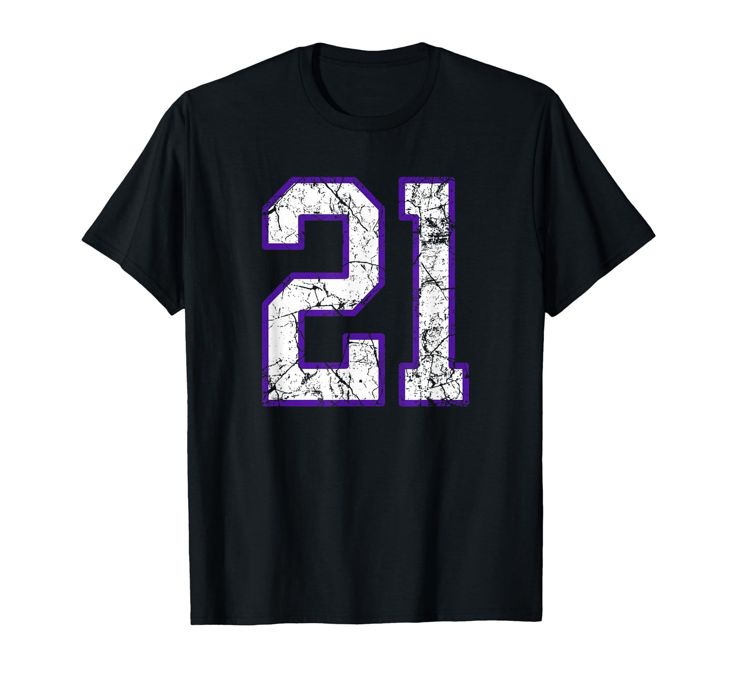 White and Purple Number 21 Jersey Player Uniform #21 T-Shirt
