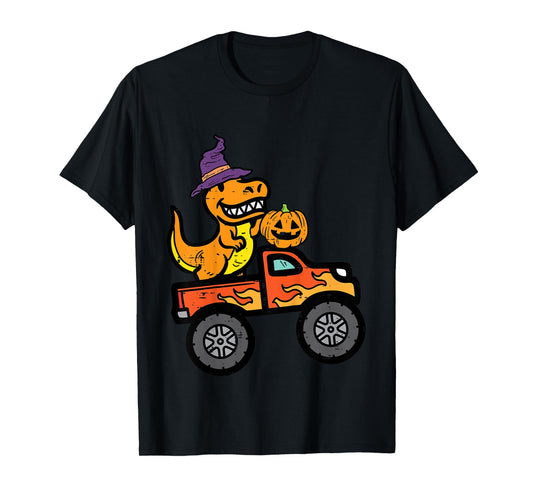 Kids Halloween Monster Truck Dino Trex Costume Boys Kids Toddler T-Shirt